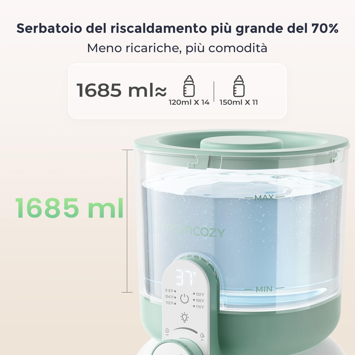 Momcozy Scaldacqua Istantaneo Biberon 1685 ML con Doppia Luce Notturna
