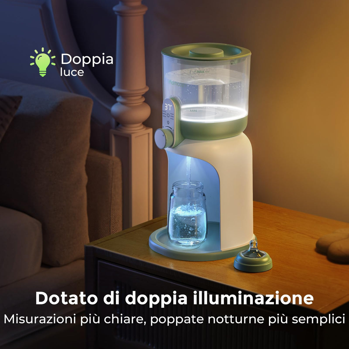 Momcozy Scaldacqua Istantaneo Biberon 1685 ML con Doppia Luce Notturna